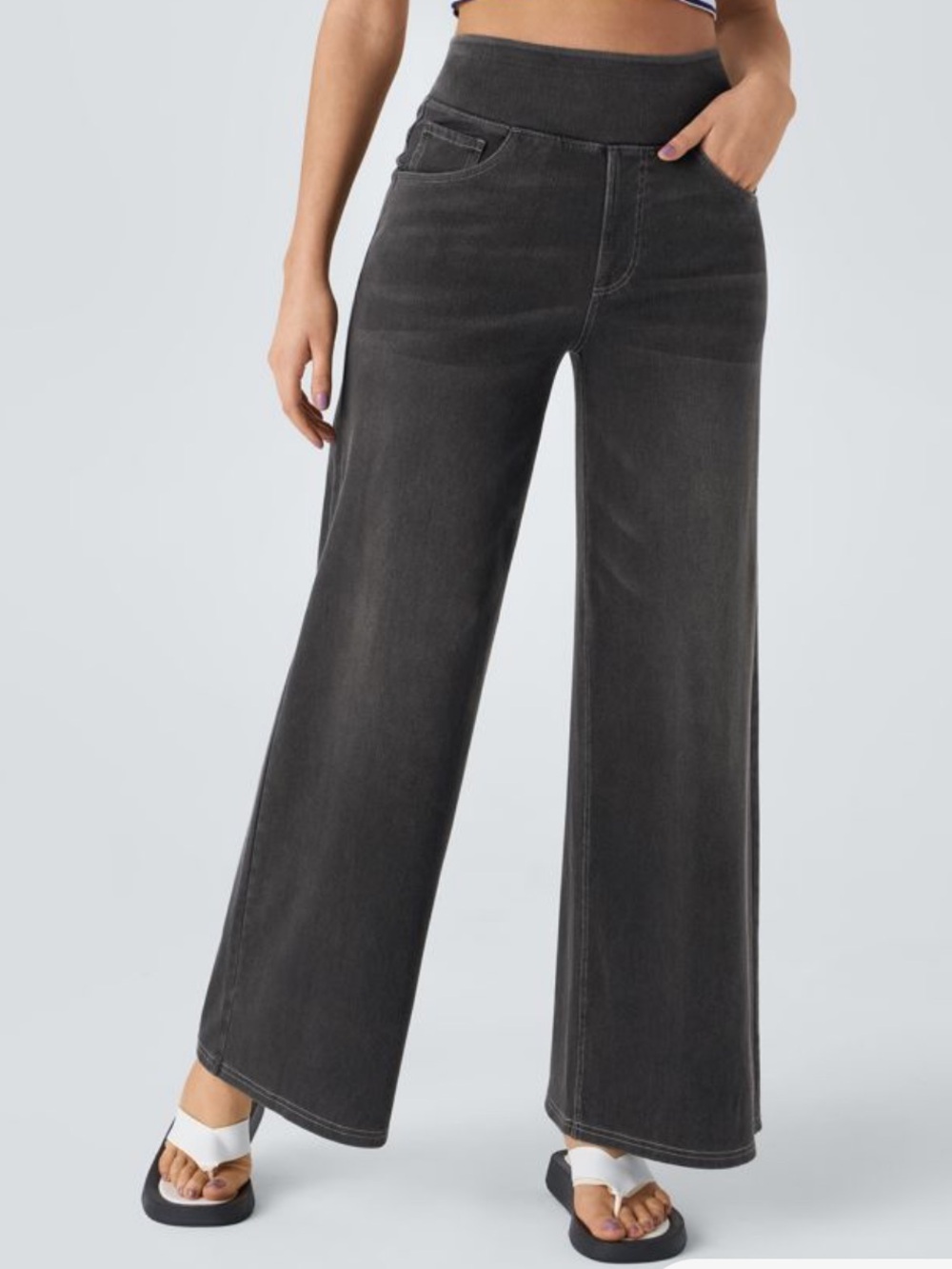 HALARA Black High-Rise Wide Leg Jeans XL Petite